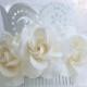 Bridal flower headpiece, Bridal flower comb, Bridal hair flower, Wedding flower comb, Bridal pearl comb, Bridal hair accessory, Gargenia