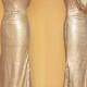 Champagne Sequin Bridesmaid Dress / Long Cowl Back Prom Dresses/ Floor Length Bridesmaid dresses/ Champagne Evening Dress