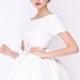 Simple White Bridesmaid Dress with Bow Short Sleeve Minimalist White Dress 1950s Little White Wedding Dress Audrey Hepburn Retro White Dress