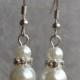 white pearl earrings,Glass Pearl earrings,rhinestones earrings,dangle pearl earrings,Wedding earrings,bridesmaid earrings,Jewelry
