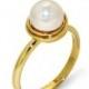 ON SALE - GOLDEN Nest Pearl Engagement Ring ,14K Yellow Gold Pearl Ring, Italian fine jewelry