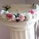 Bridal Flower Crown Wedding Hair Accessories, Pink Headband, Floral Crown, Flower Girl Hair Wreath Wedding Headband, Halo, garland wreath