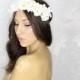 White Flower Crown, Wedding Tiara, Fairy Wedding, Woodland Whimsical Headband, Bridal Hair Wreath