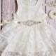 White Flower Girl Dress / Country Flower Girl Dress / Lace Dress..Rustic Flower Girl / Ivory Lace Flower Girl Dress / White
