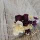 Purple Flower Birdcage Veil - Gold Crystal Veil - Flower Wedding Veil - Short Wedding Veil - Purple Blusher Veil - Jasmine
