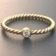 Dainty diamond ring  Engagement ring Twisted band vermeil diamond stackable ring