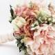 Bridal Bouquet Lily of the Valley Peonies Roses Hydrangea Pink and White- Customize for Your Colors