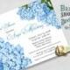 Printable Blue Hydrangea Bridal Shower Invitation - Cottage Chic Vintage Flowers - Custom Floral Invite DIY 5x7 or 4x6  Digital File