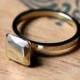 14k yellow gold engagement ring - modern - faceted metal gem - diamond alternative - Modern Rock Asscher - square cut - made to order