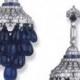 A PAIR OF ART DECO SAPPHIRE AND DIAMOND EARRINGS 