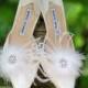 Shoe Clips White Feathers Puff & Rhinestone. Bride Bridal Bridesmaid Couture, Spring Wedding Statement. Romantic Boudoir Burlesque Whimsical