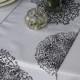 White and Black Swirly Love Flocked Damask Table Runner Wedding table runner