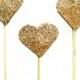 Big Gold Glitter Heart Cake Topper - Set of 3 - wedding, engagement, birthday, baby shower, tea party