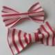 Men's bow ties Two white bow ties with red vertical and gorizontal stripes Gifts for husband Nautical themed party for kids Boys bow ties