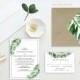 Printable Wedding Invitation Set // Palm Leaves, Destination Wedding Invite Set, Beach Invitation Template, Coastal Wedding Suite, PDF, DIY