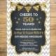 Golden Wedding Anniversary Invitation, Chalkboard & Gold (Digital) Glitter 50th Anniversary Invitation, Chevron Anniversary Invite