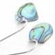 Abalone Shell Earrings, Natural Paua Seashells, Blue & Green Beach Wedding Jewelry