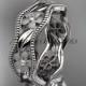 14kt white gold diamond flower wedding ring,engagement ring,wedding band ADLR 190
