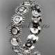 14k white gold white sapphire flower wedding ring, engagement ring, wedding band ADLR345