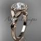 14kt rose gold diamond floral wedding ring, engagement ring ADLR129