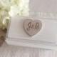 Ivory Ring Bearer Box, double wedding ring box, rustic ring box with ring bearer pillow, personalized heart