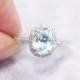14k White Gold 6x8mm Aquamarine Ring Engagement Ring Diamonds Wedding Band Ring Promise Ring