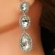 Crystal Bridal Earrings, Wedding Earrings, Long Rhinestone Earrings, Silver Chandelier Earrings, Wedding Jewelry, 1920s Style Jewelry