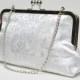 White bloom classic clutch bag : silk-lined purse, bridal accessory, wedding day, bridesmaid gift
