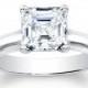 Women's 14kt white gold classic engagement ring with natural 2 ct (7.0mm square) Asscher Cut White Sapphire center gemstone