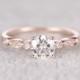 brilliant Moissanite Engagement ring Rose gold,Moissanite wedding band,14k,5mm Round Cut,Gemstone Promise Bridal Ring,Anniversary,Art Deco