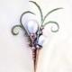 Wood Steampunk Wedding Boutonniere Pearl Fantasy Corsage Pin Alien Buttonhole Deluxe