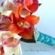 Sunset Beach- Tropical Bridal Bouquet with real touch orchids, calla lilies and plumeria- Beach Wedding
