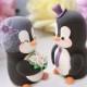 Bride and groom wedding cake toppers - personalized Penguins