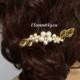 Bridal hair comb, Gold silver bridal hair piece, Bridal head piece, Calla lily flower, Wedding hair piece, Swarovski pearl Ivory Cream White