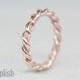 14K Rose Gold Rope Stacking Ring - Hand Twisted Design - Eco-Friendly Recycled Wedding Band