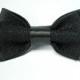 EMBROIDERED Black satin bow tie Formal black bow tie Men's classic bowtie Perfect men's gift Groom's bowtie