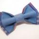 Bow tie for men Blue plaid bowtie with embroidery Especially gift him Collegues gift Father's day gift Men's now tie Wedding bow tie Muszka