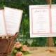 DiY Wedding Fan Program Template - DOWNLOAD Instantly - EDITABLE TEXT - Watercolor Border (Coral Pink) 5 x 7 - Microsoft® Word Format