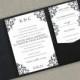 Pocket Wedding Invitation Template Set - Instant DOWNLOAD - EDITABLE TEXT - Nadine (Black)  - Microsoft Word Format