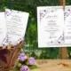 DiY Wedding Fan Program Template - DOWNLOAD Instantly - EDITABLE TEXT - Chic Bouquet (Plum) 5 x 7 - Microsoft® Word Format