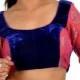 Velvet Pink and Blue Partywear Saree Blouse