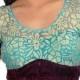 Beautiful Blue Color Brocade Saree Blouse with flower Wedding Blouse
