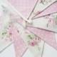 Shabby Chic Bunting, Pink and Light Beige, Floral and Dots, Fabric Bunting,  Pennant Banner, Wedding Bunting, Baby Bunting, Various Lengths