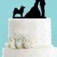 Couple Kissing with Husky Dog Acrylic Wedding Cake Topper