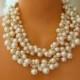 Ivory Wedding Statement Necklaces crocheted pearls