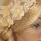 Bridal Head piece, Bridal Hair Comb, Wedding Hair Comb, Bridal Hair Clip, Wedding Fascinator, Rustic lace veil