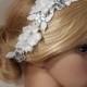 Bridal Head piece, Bridal Hair Comb, Wedding Hair Comb, bridal Fascinator, Bridal Hair Clip, Wedding Fascinator, White lace flower