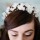 Apple Blossom flower bridal halo headband crown gold or silver rhinestone flower