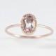 Peach Morganite Engagement Ring, Rose Gold Morganite Ring, Unique Engagement Ring, fine jewelry, Arpelc