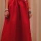 PD16069 simple red color a line long prom dress bridesmaid dress